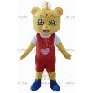 Costume de mascotte BIGGYMONKEY™ de nounours jaune en tenue