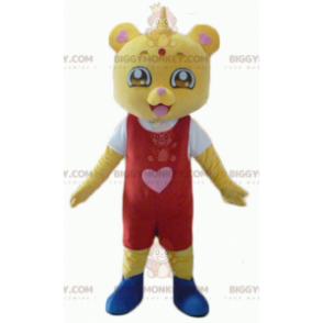 BIGGYMONKEY™ Costume da mascotte Teddy giallo in abito rosso e