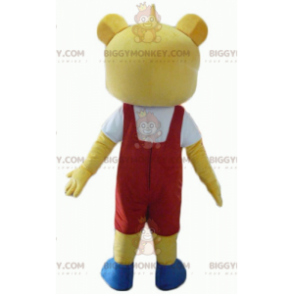 BIGGYMONKEY™ Costume da mascotte Teddy giallo in abito rosso e