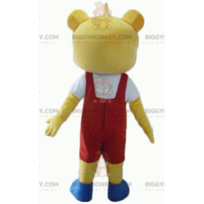 BIGGYMONKEY™ Maskottchenkostüm Gelber Teddy im rot-weißen