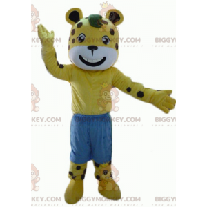 Traje de mascote BIGGYMONKEY™ amarelo e branco tigre marrom de