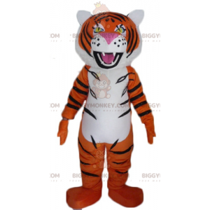 Costume mascotte BIGGYMONKEY™ tigre bianca e nera arancione