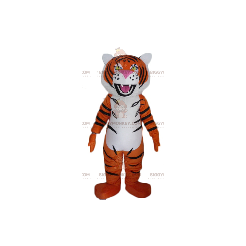 Brølende orange hvid og sort tiger BIGGYMONKEY™ maskotkostume -