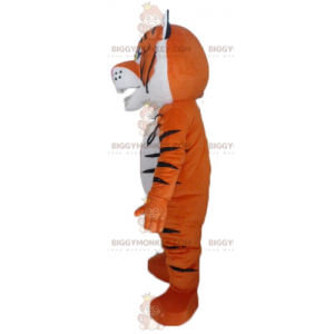 Mascottekostuum met brullende oranje witte en zwarte tijger