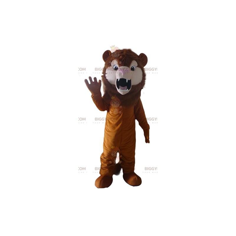 BIGGYMONKEY™ brullende katachtige bruine leeuw mascottekostuum