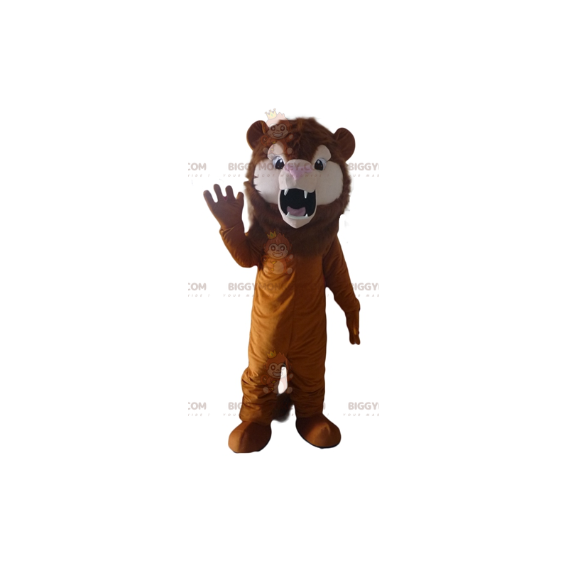 BIGGYMONKEY™ Costume da mascotte leone marrone felino ruggente