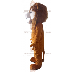 BIGGYMONKEY™ rytande kattdräkt för brun lejonmaskot -