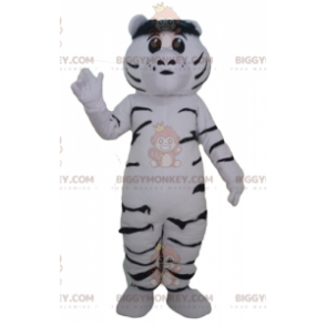 Costume de mascotte BIGGYMONKEY™ de tigre blanc et noir géant