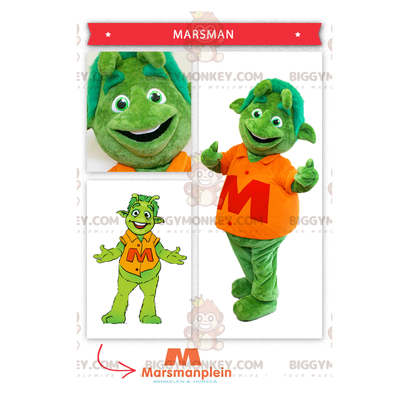 Disfraz de mascota alienígena marciano verde BIGGYMONKEY™ -
