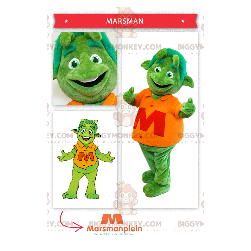 Green Alien Martian BIGGYMONKEY™ Mascot Costume -