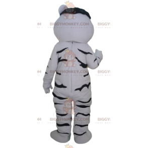 BIGGYMONKEY™ Costume da mascotte tigre bianca e nera, gigante e