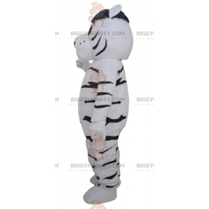 BIGGYMONKEY™ Costume da mascotte tigre bianca e nera, gigante e