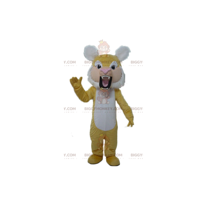 Traje de mascote de tigre amarelo e branco BIGGYMONKEY™ –