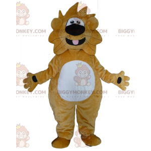 Costume da mascotte grande leone giallo e bianco BIGGYMONKEY™