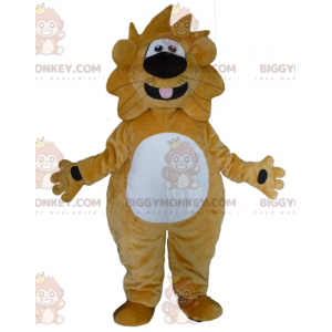 Vtipný a přátelský kostým maskota Velkého žlutého a bílého lva