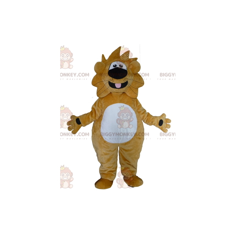 Costume da mascotte grande leone giallo e bianco BIGGYMONKEY™