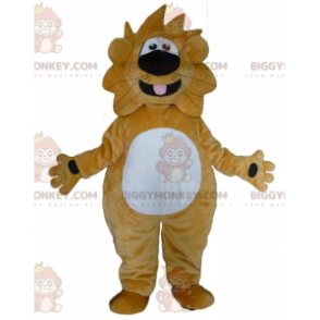 Costume de mascotte BIGGYMONKEY™ de gros lion jaune et blanc