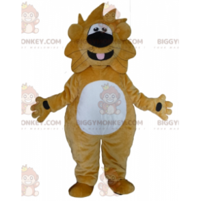 Vtipný a přátelský kostým maskota Velkého žlutého a bílého lva