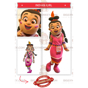 Indiase BIGGYMONKEY™ mascottekostuum gekleed in roze jurk -