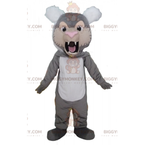 BIGGYMONKEY™ Roaring Gray White And Tan Tiger Mascot Costume –