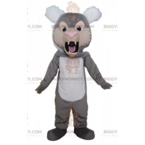 BIGGYMONKEY™ Disfraz de mascota de tigre rugiente, gris, blanco