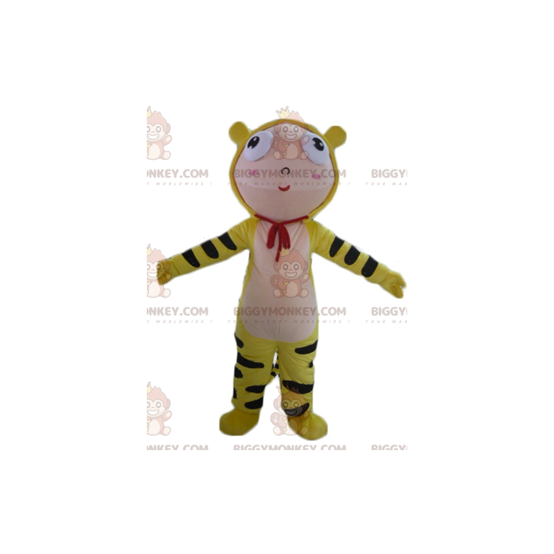 Boy's BIGGYMONKEY™ Mascot Costume Dressed In Yellow Tiger