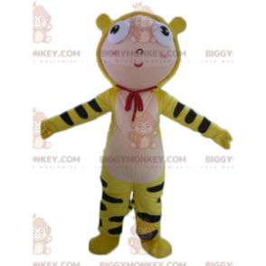 Boy's BIGGYMONKEY™ maskotdräkt klädd i gul tigerdräkt -