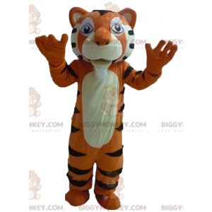 Costume de mascotte BIGGYMONKEY™ de tigre orange blanc et noir