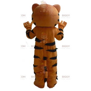 Costume mascotte BIGGYMONKEY™ tigre gigante arancione bianca e