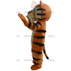 Costume mascotte BIGGYMONKEY™ tigre gigante arancione bianca e