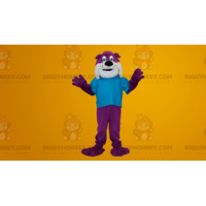 Purple and White Bulldog Dog BIGGYMONKEY™ Mascot Costume -