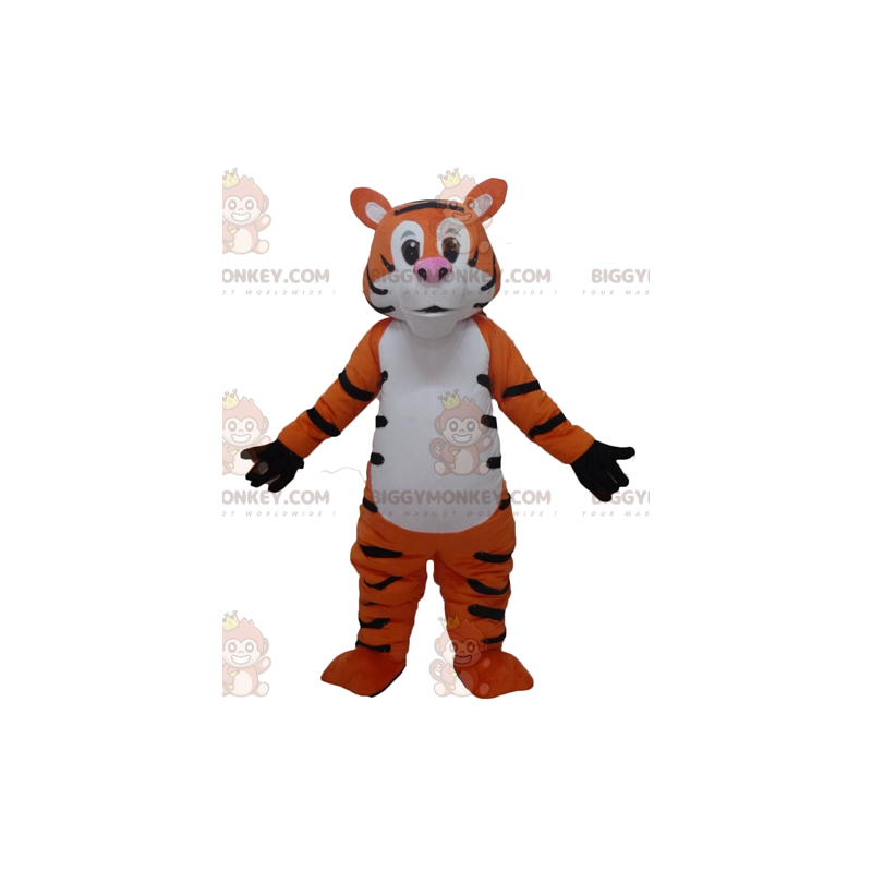 Black and White Orange Tiger BIGGYMONKEY™ Mascot Sizes L (175-180CM)