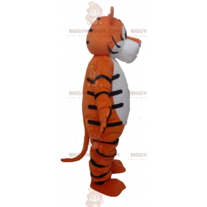 Αστεία γιγαντιαία λευκή και μαύρη πορτοκαλί στολή μασκότ Tiger