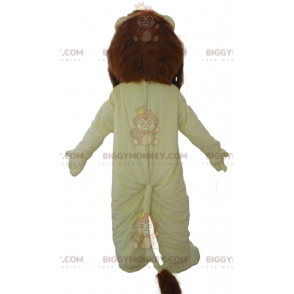 Costume de mascotte BIGGYMONKEY™ de lion jaune marron et blanc