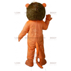 Costume de mascotte BIGGYMONKEY™ de lion orange blanc et marron