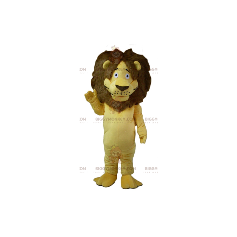 BIGGYMONKEY™ Costume da mascotte di leone giallo e marrone con