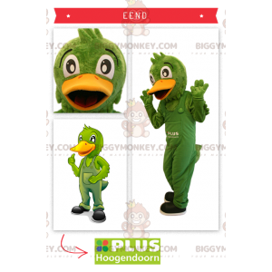 Costume de mascotte BIGGYMONKEY™ de canard vert en salopette -