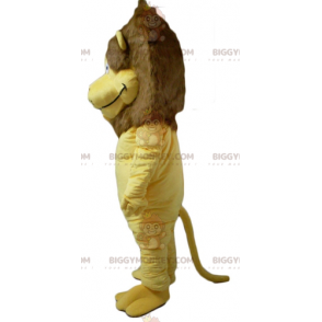 BIGGYMONKEY™ maskottiasu, keltainen ja ruskea leijona isolla