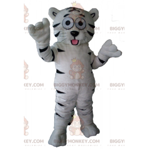 Costume de mascotte BIGGYMONKEY™ de tigre blanc et noir mignon