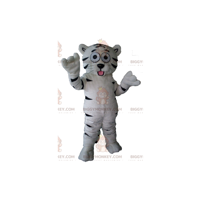 Costume de mascotte BIGGYMONKEY™ de tigre blanc et noir mignon