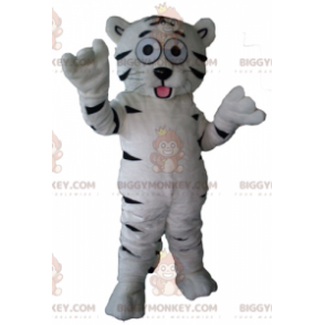 Costume de mascotte BIGGYMONKEY™ de tigre blanc et noir mignon