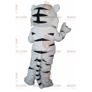 Costume de mascotte BIGGYMONKEY™ de tigre blanc et noir mignon