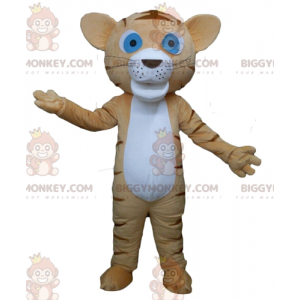 Gatto dagli occhi blu Costume mascotte Tigre marrone e bianca