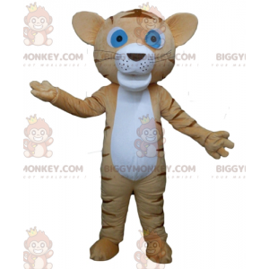 Kostium maskotka brązowo-biały tygrys niebieskooki kot