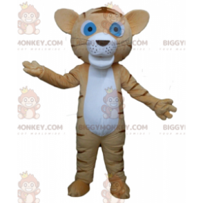 Blue Eyed Cat Brown and White Tiger Mascot Costume BIGGYMONKEY™