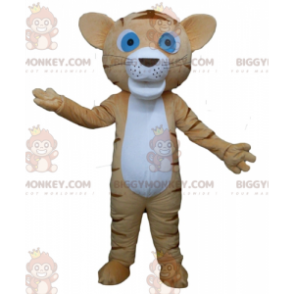 Gatto dagli occhi blu Costume mascotte Tigre marrone e bianca