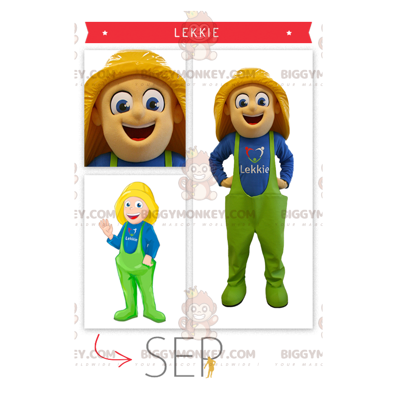 Costume de mascotte BIGGYMONKEY™ de pêcheur d'ostréiculteur -