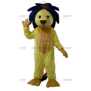 BIGGYMONKEY™ Costume da mascotte Leone giallo con criniera blu