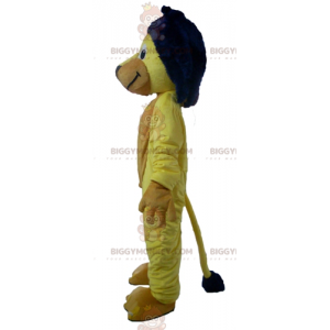 BIGGYMONKEY™ Mascot Costume Yellow Lion with Blue Mane -