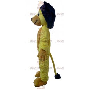 Kostium maskotki BIGGYMONKEY™ Żółty lew z niebieską grzywą -